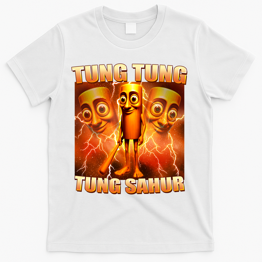 Tung Tung Tung Sahur Meme T-Shirt - White