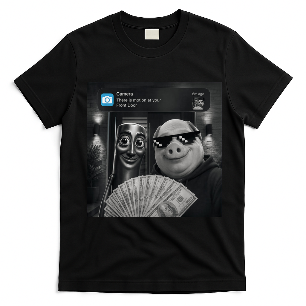 Tung Tung Tung Sahur John Pork Meme Brainrot T-Shirt - Black