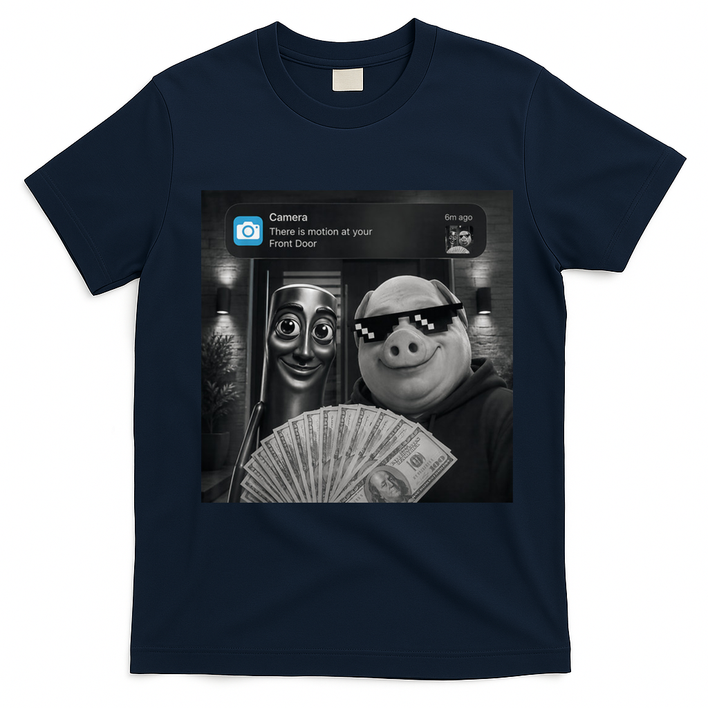 Tung Tung Tung Sahur John Pork Meme Brainrot T-Shirt - Navy Blue