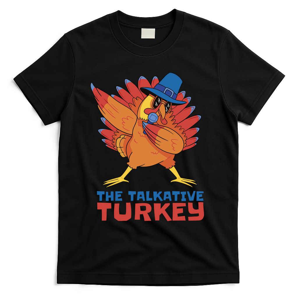 The Talkative Turkey Funny Thanksgiving T-Shirt - Black
