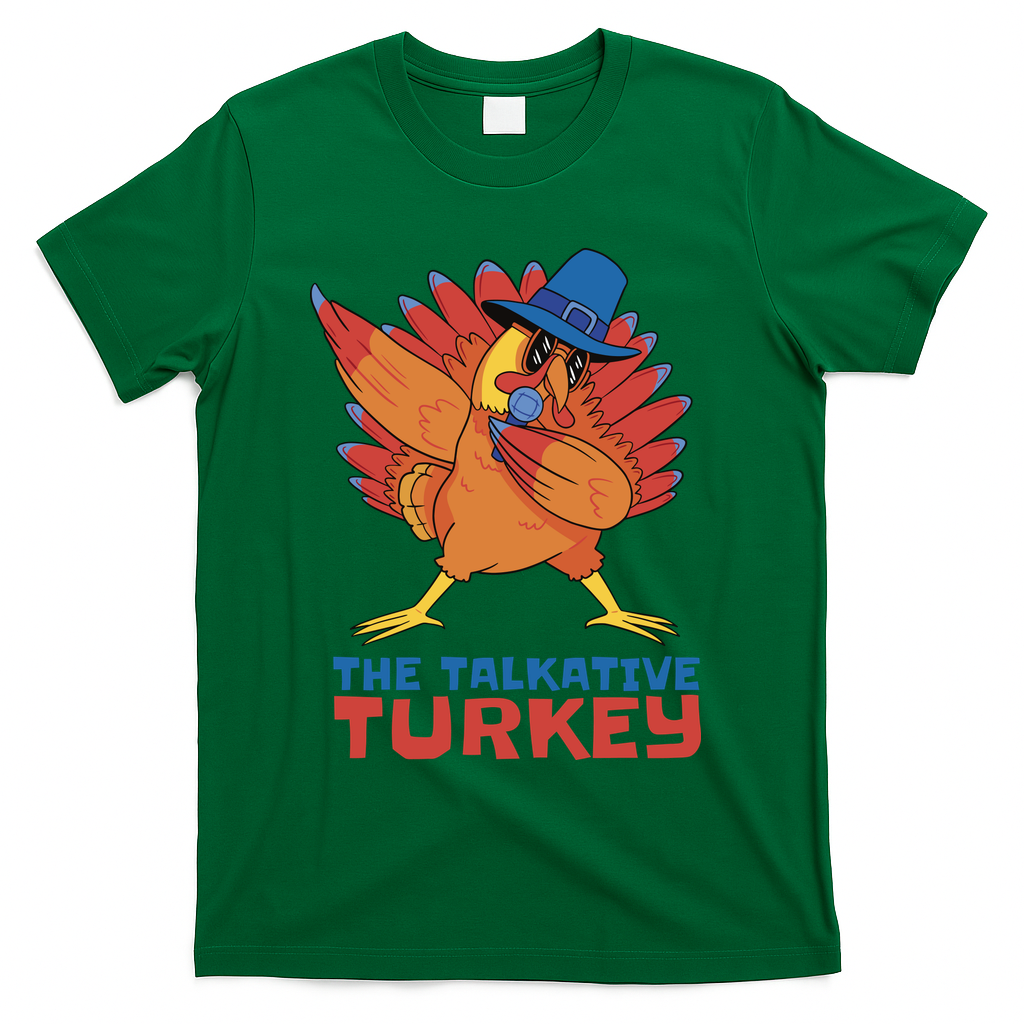 The Talkative Turkey Funny Thanksgiving T-Shirt - Green