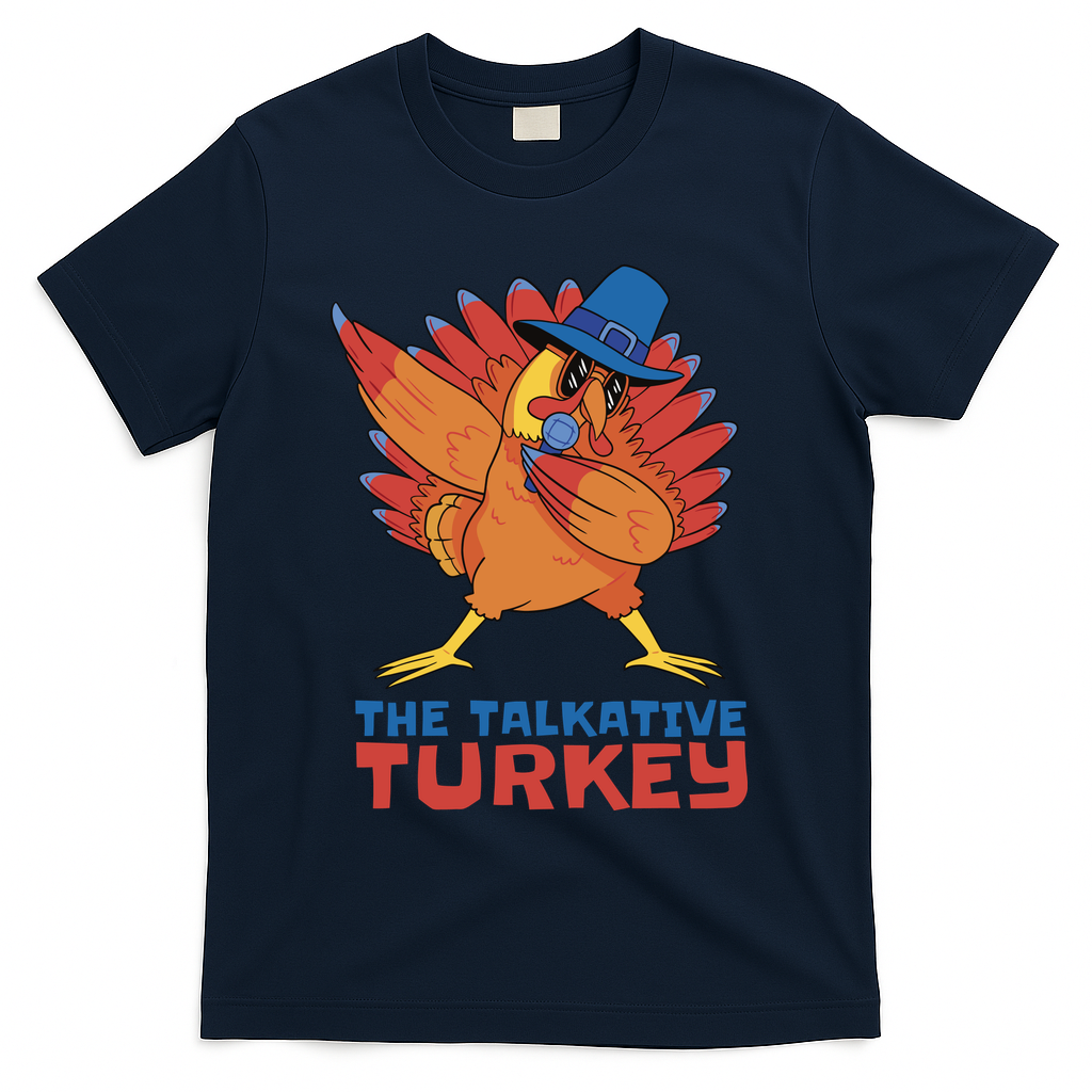 The Talkative Turkey Funny Thanksgiving T-Shirt - Navy