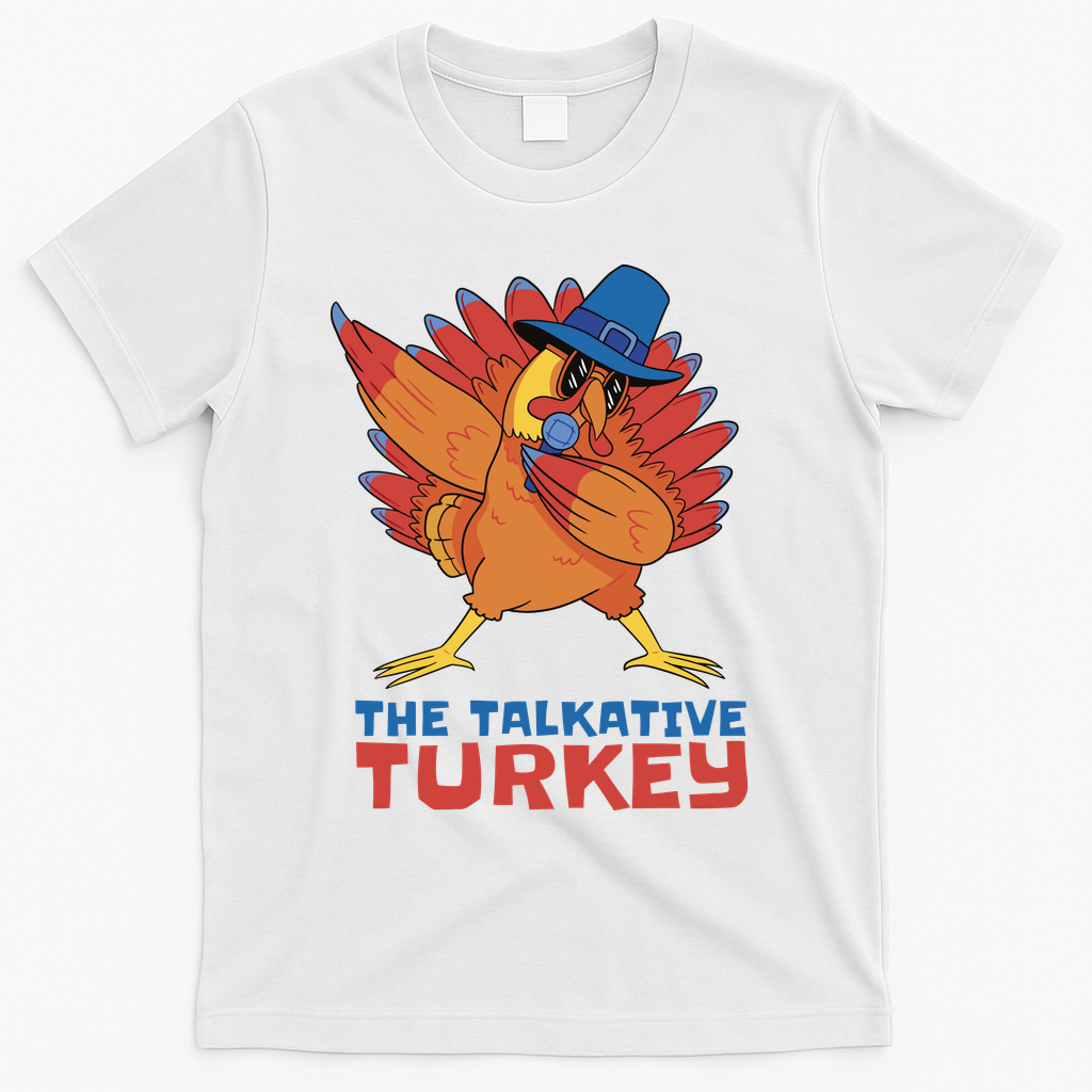 The Talkative Turkey Funny Thanksgiving T-Shirt - White
