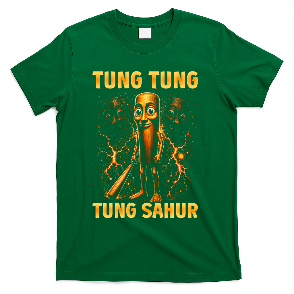 Tung Tung Tung Sahur Is Calling Italian Brainrot T-Shirt - Green