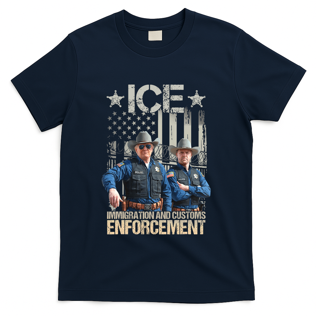 Trump Vance Ice Immigration And Customs Enforcement T-Shirt - Navy
