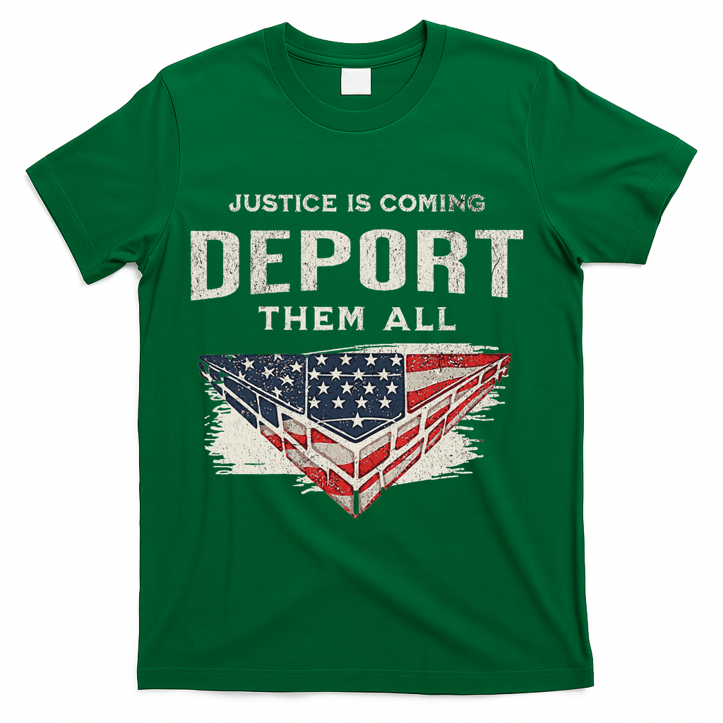 Trump Won 2024 Justice Is Coming Deport Them All Wall T-Shirt - Green