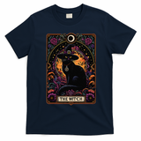 The Witch Cat Tarot Card Halloween Vintage Gothic T-Shirt - Navy Blue