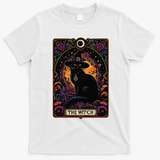The Witch Cat Tarot Card Halloween Vintage Gothic T-Shirt - White
