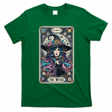 The Witch Cat Tarot Card Witch Vintage Gothic Halloween T-Shirt - Irish Green