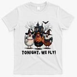 Tonight We Fly Funny Chicken Halloween Spooky Season T-Shirt - White