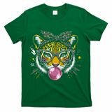 Tiger With Glasses Bubblegum And Pink Bow T-Shirt - Green