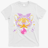 Tiger With Glasses Bubblegum And Pink Bow T-Shirt - White