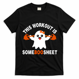 This Workout Is Boo Sheet Funny Cute Gym Ghost Halloween T-Shirt - Black