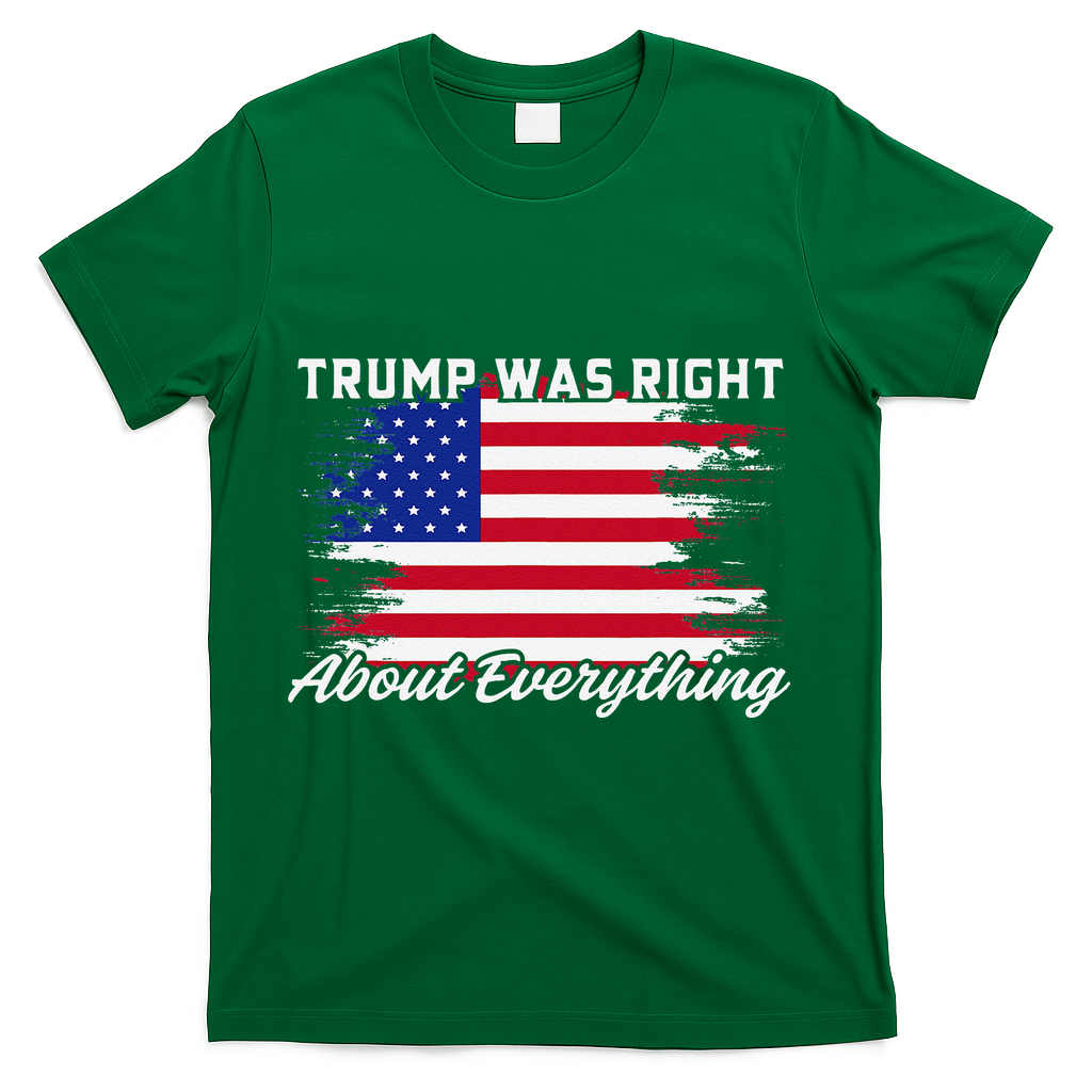 Trump Was Right About Everything President Flag Statement T-Shirt - Green