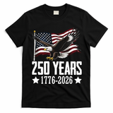 USA 250 Years Eagle 1776-2026 Flag T-Shirt - Black