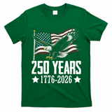 USA 250 Years Eagle 1776-2026 Flag T-Shirt - Green