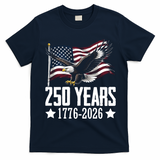 USA 250 Years Eagle 1776-2026 Flag T-Shirt - Navy