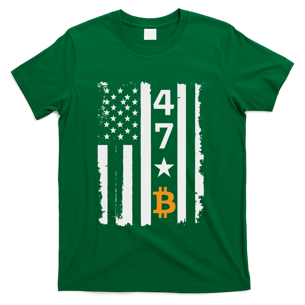 Usa 47th Flag Bitcoin Design – Trump Crypto Supporter T-Shirt - Green