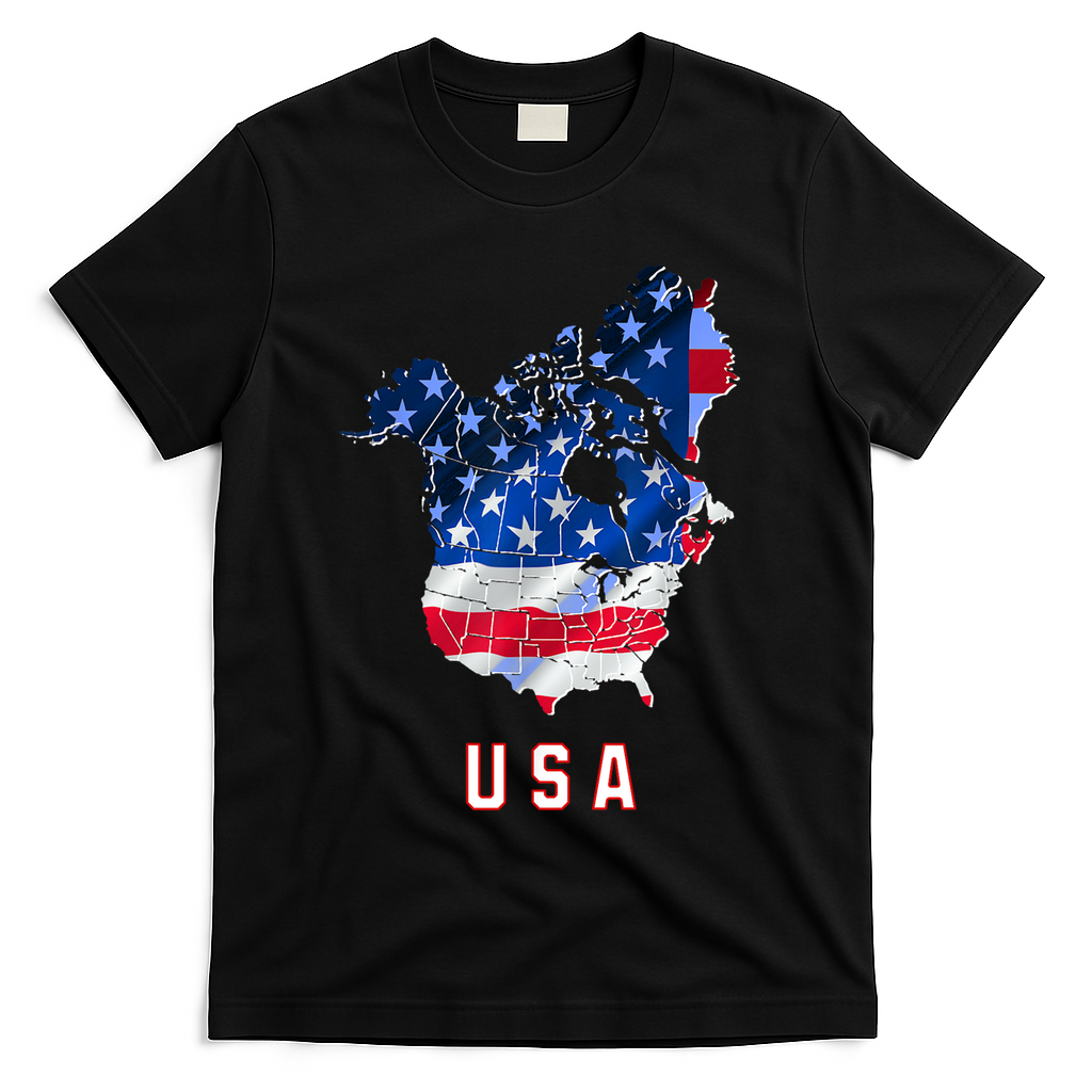 Usa And Canada Map Annex Canada 51st State Trump Greenland T-Shirt - Black