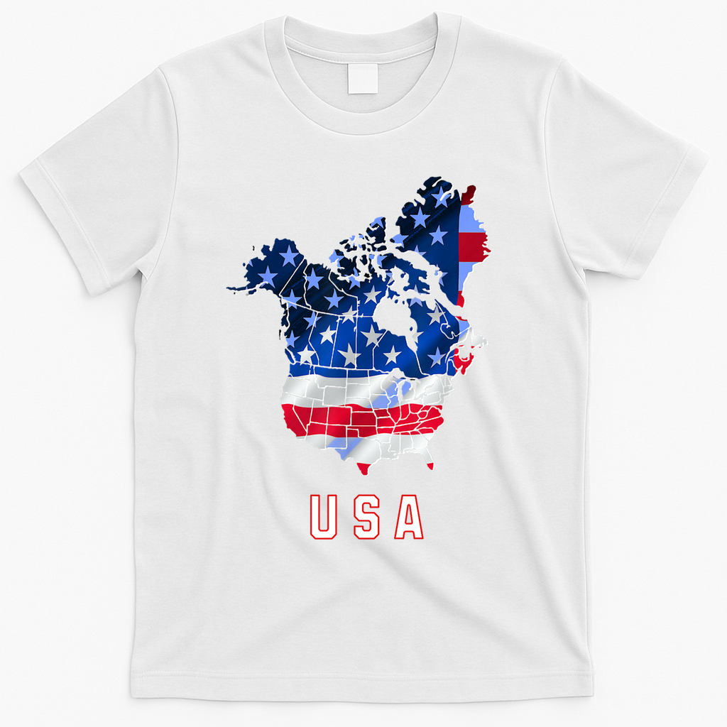 Usa And Canada Map Annex Canada 51st State Trump Greenland T-Shirt - White