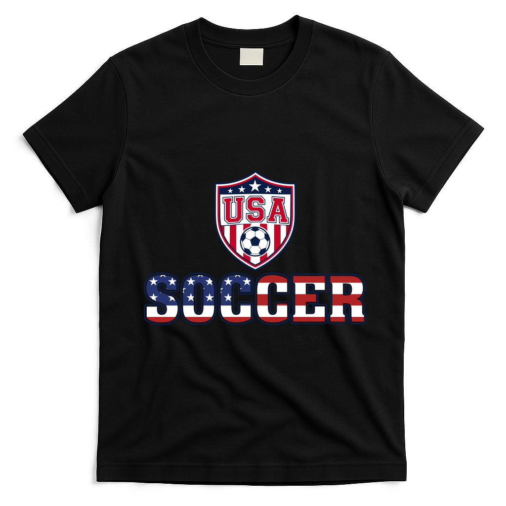 USA American Soccer Graphic For Fans T-Shirt - Black
