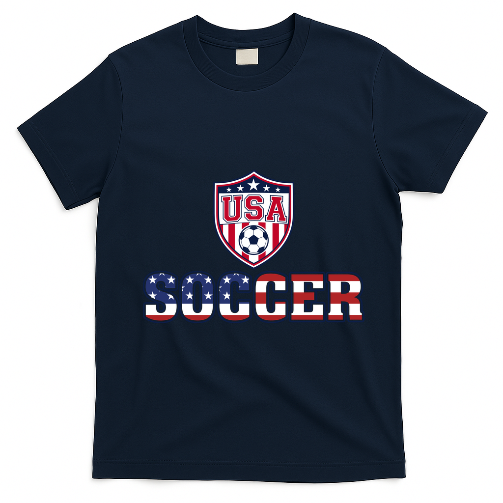USA American Soccer Graphic For Fans T-Shirt - Navy Blue