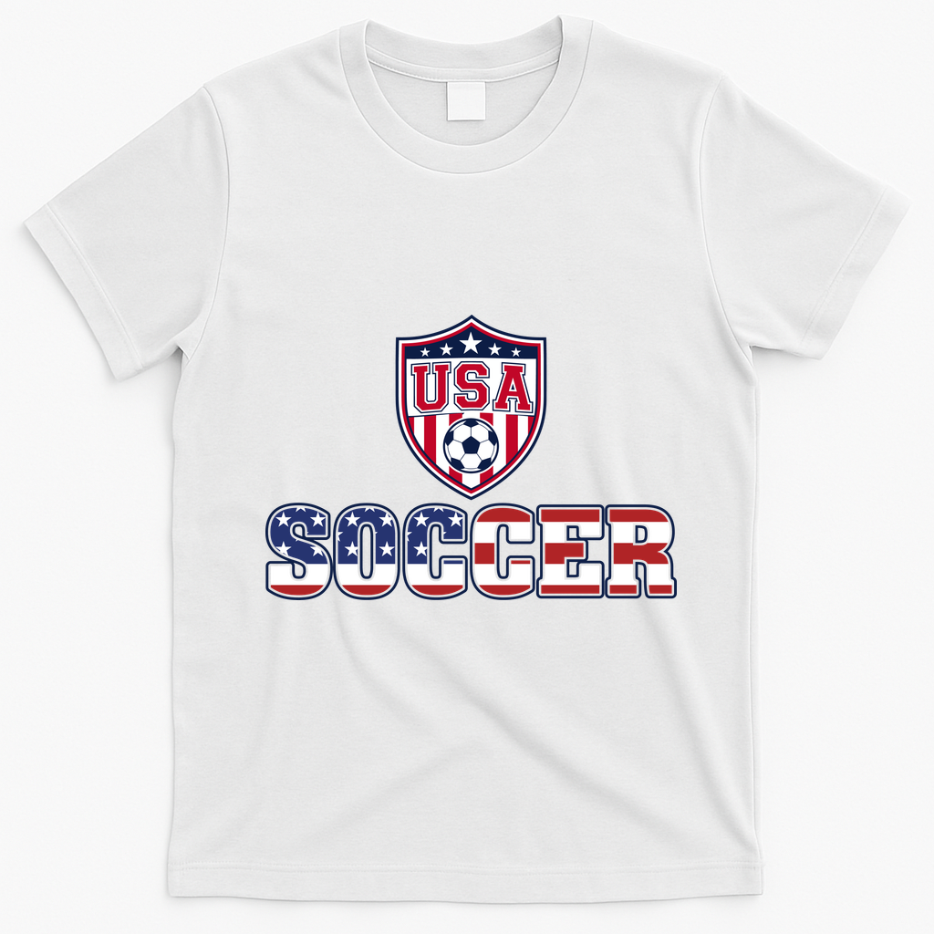 USA American Soccer Graphic For Fans T-Shirt - White