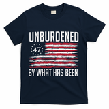 Unburdened By What Has Been Trump 47 Retro Us Flag T-Shirt - Navy