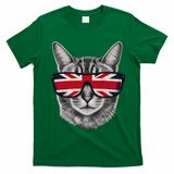 UK Cat Union Jack Flag United Kingdom Kitten England T-Shirt - Irish Green
