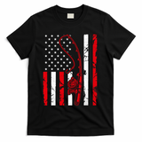 USA Fishing Flag Gift For Fisherman T-Shirt - Black