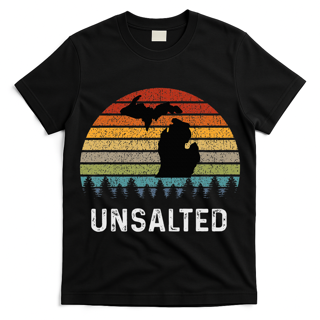 Unsalted Michigan Great Lakes Mi Retro T-Shirt