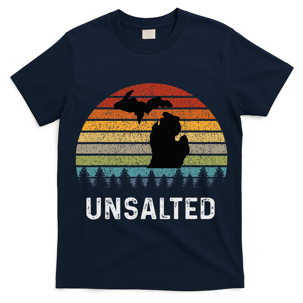 Unsalted Michigan Great Lakes Mi Retro T-Shirt