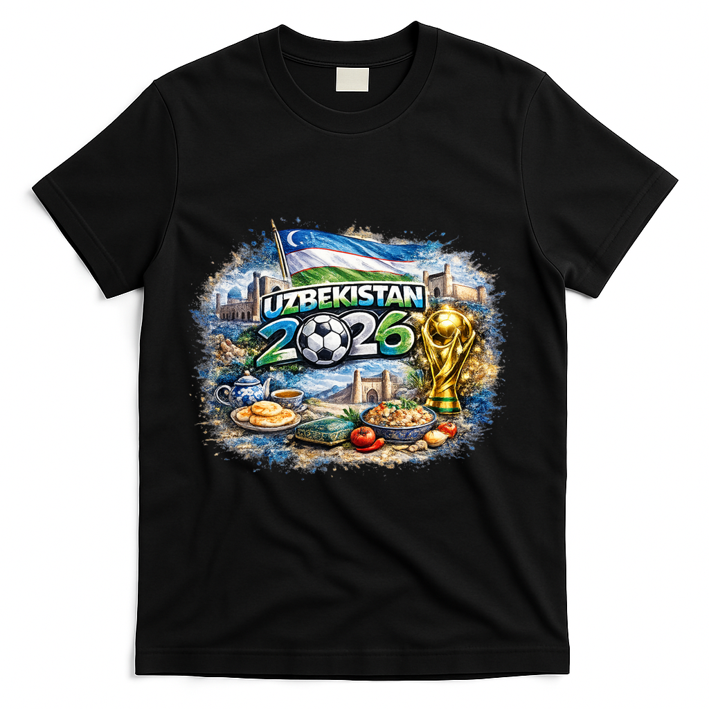UZBEKISTAN North America Soccer Tournament 2026 T-Shirt - Black