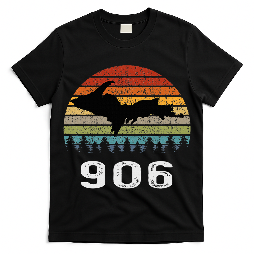 Upper Peninsula Michigan Mi Up Retro 906 Yooper T-Shirt