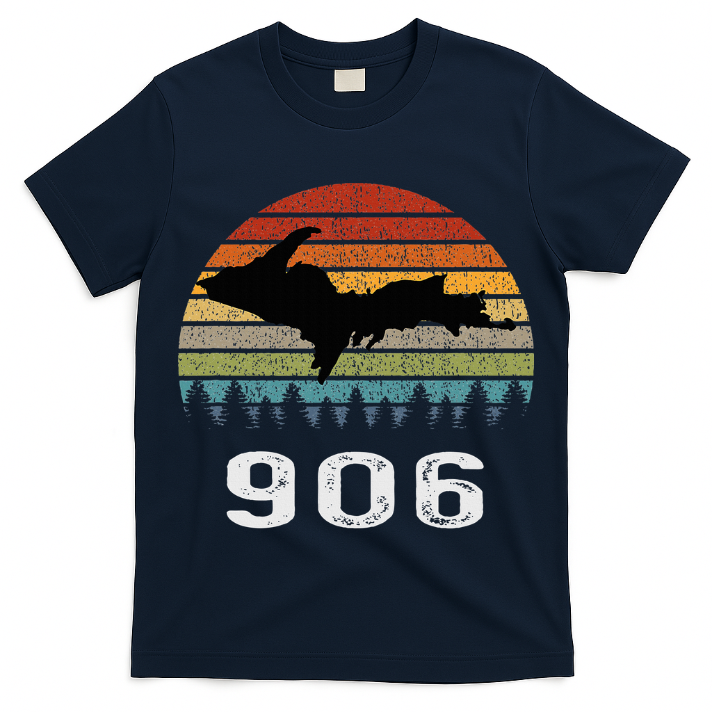 Upper Peninsula Michigan Mi Up Retro 906 Yooper T-Shirt
