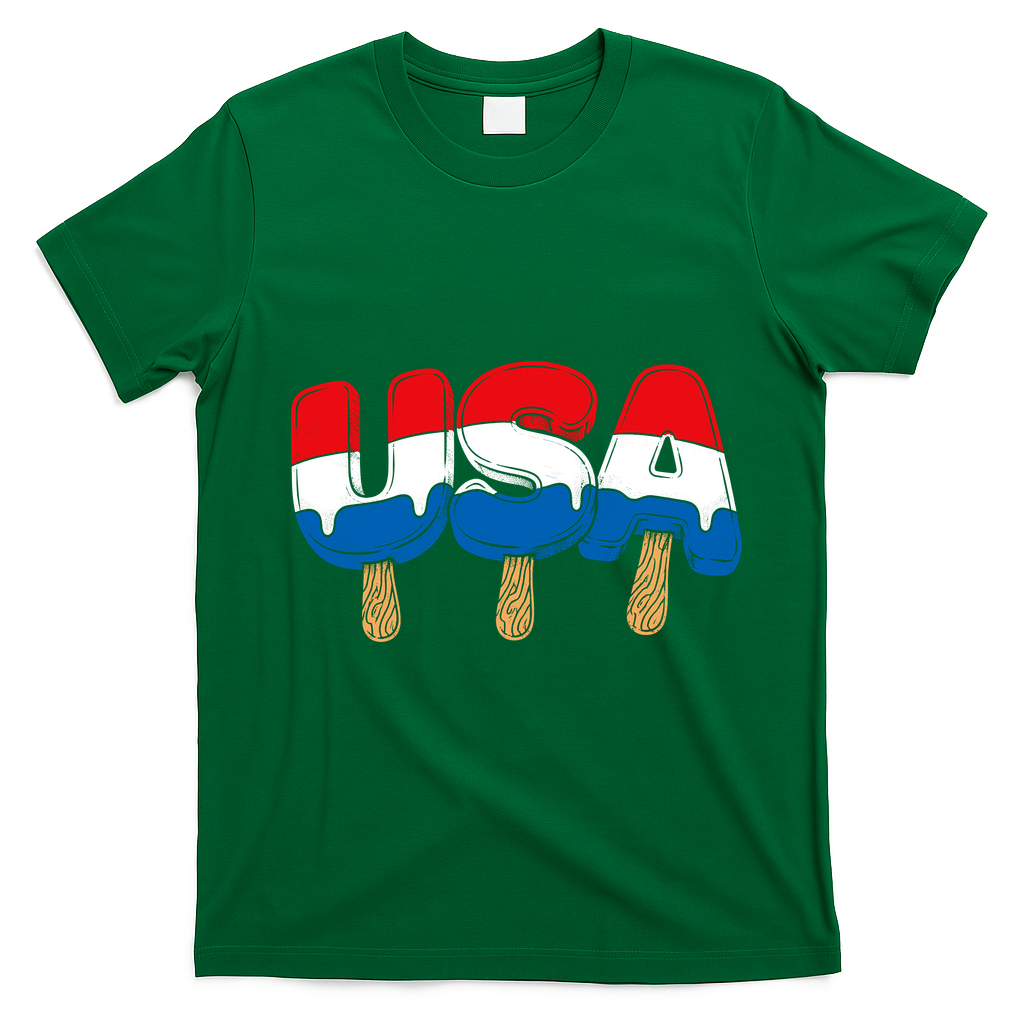 USA Popsicle Summer Celebrations Beach Party T-Shirt - Irish Green