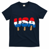 USA Popsicle Summer Celebrations Beach Party T-Shirt - Navy Blue
