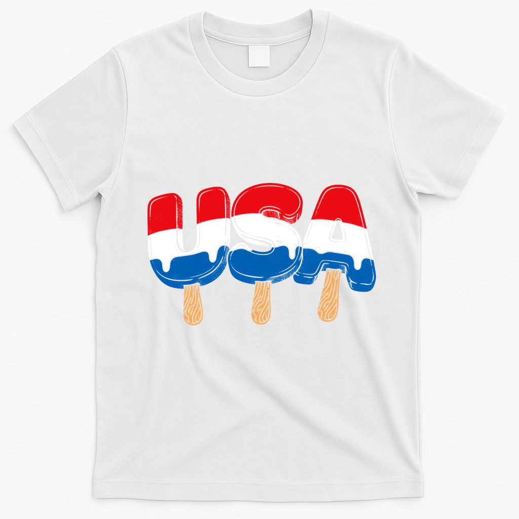 USA Popsicle Summer Celebrations Beach Party T-Shirt - White