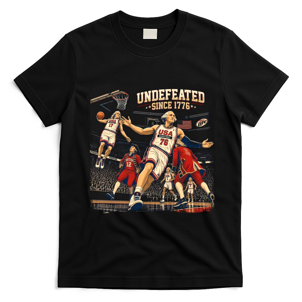 Undefeated Since 1776 Basketball Vintage USA T-Shirt - Black