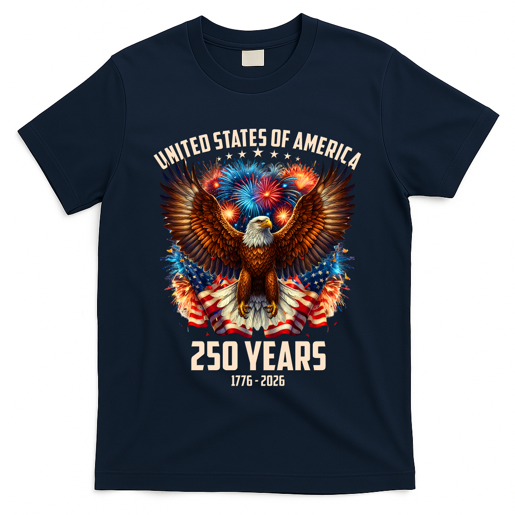 United States 250 Years 1776-2026  Fireworks Eagle T-Shirt