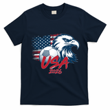 USA Soccer 2026 Eagle And Flag  T-Shirt - Navy Blue