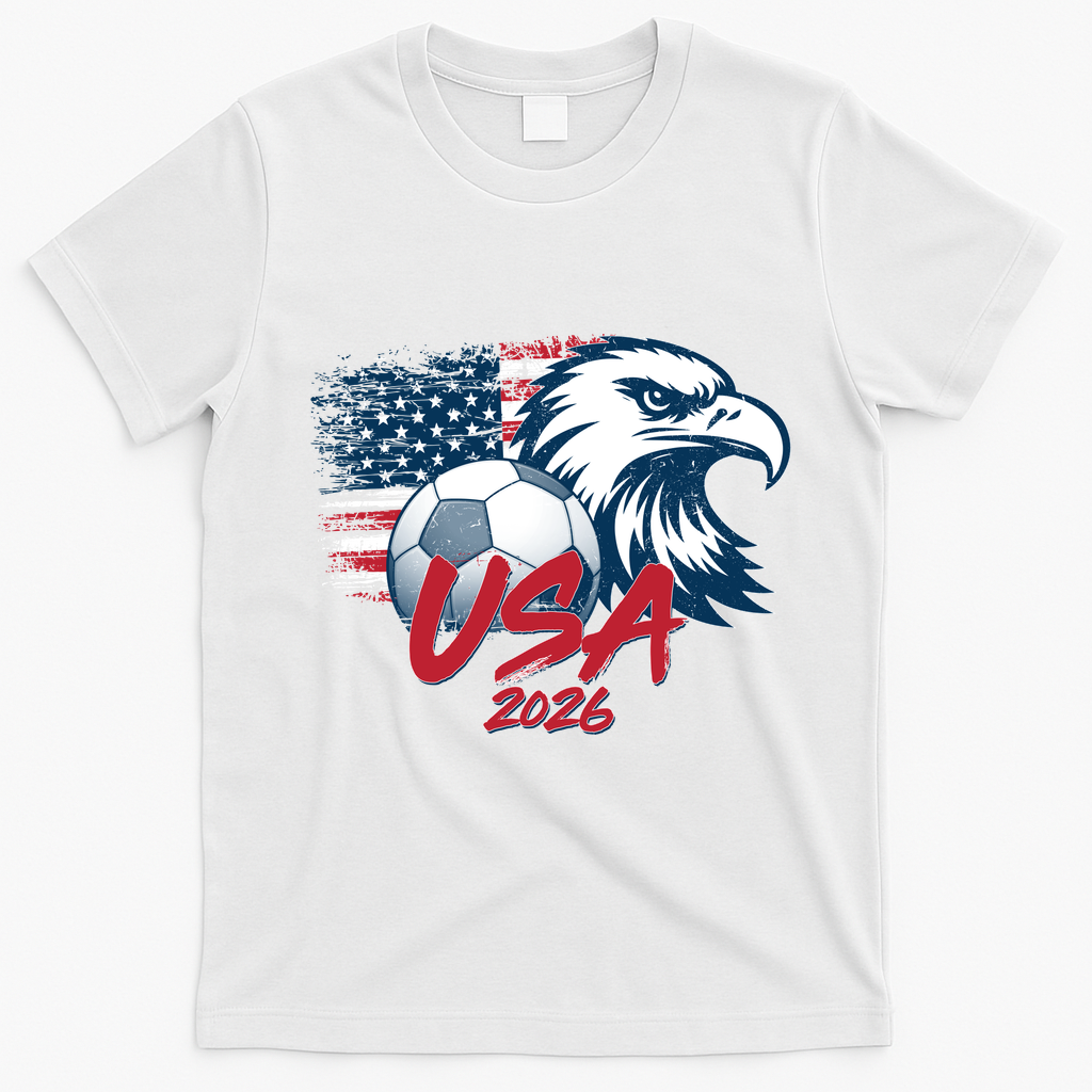 USA Soccer 2026 Eagle And Flag  T-Shirt - White