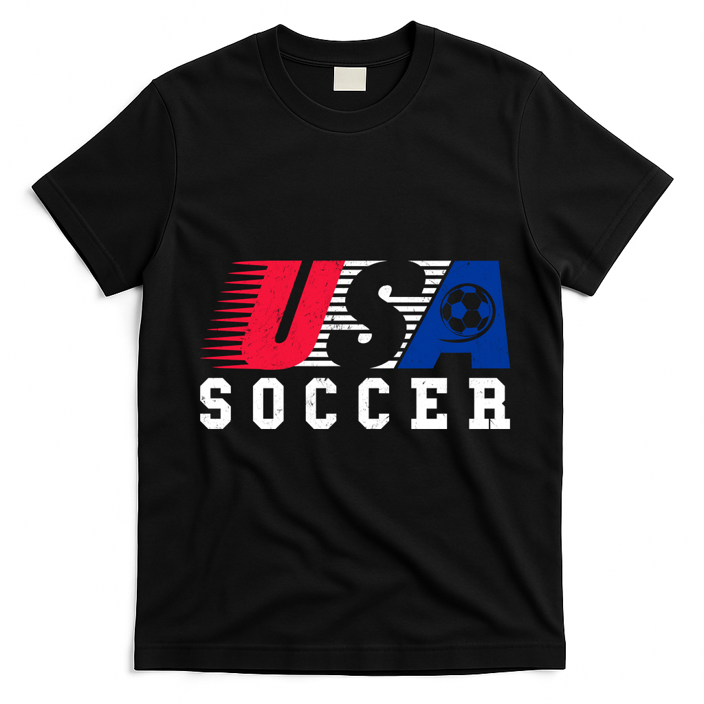 USA Soccer Fan American Football T-Shirt - Black