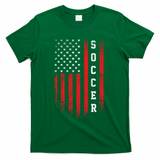 USA Soccer Fan American Flag T-Shirt - Green