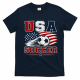 USA Soccer Fan Gear American Flag T-Shirt - Navy Blue