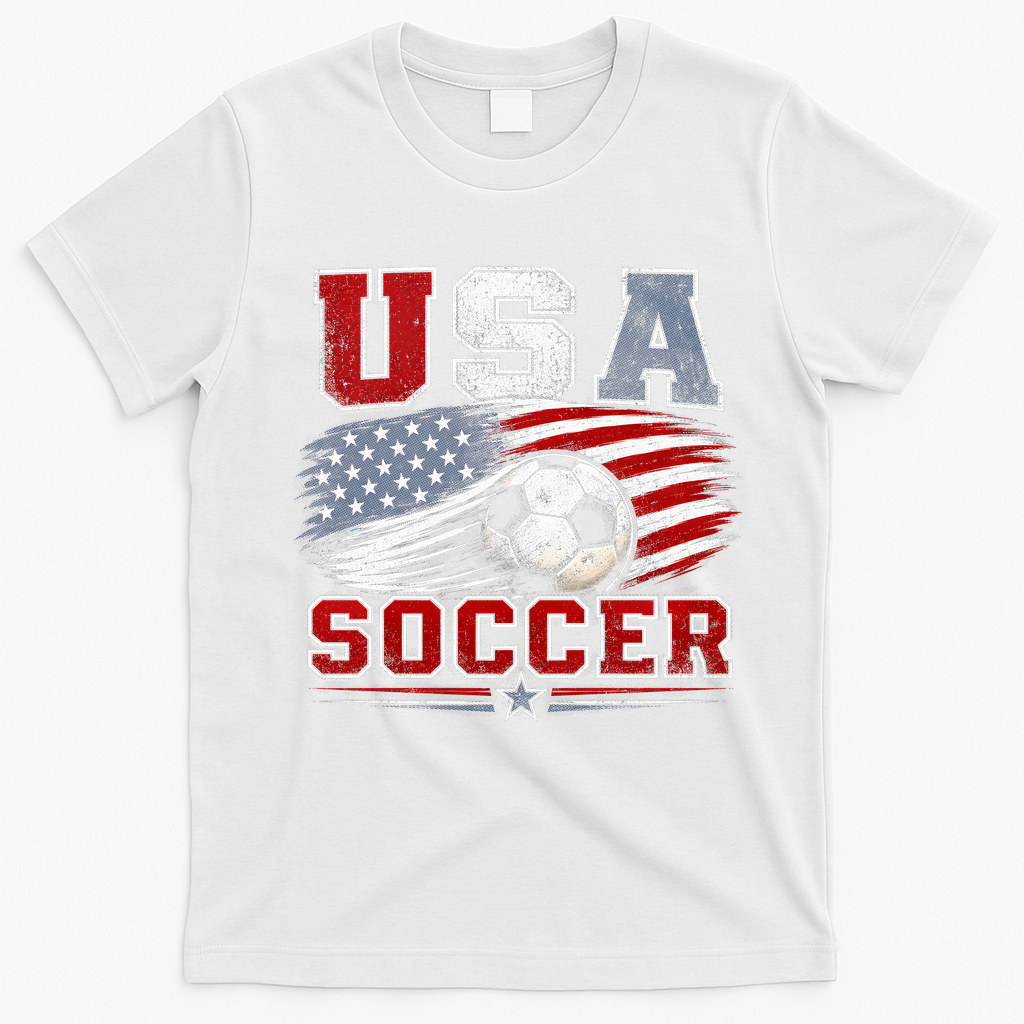 USA Soccer Fan Gear American Flag T-Shirt - White