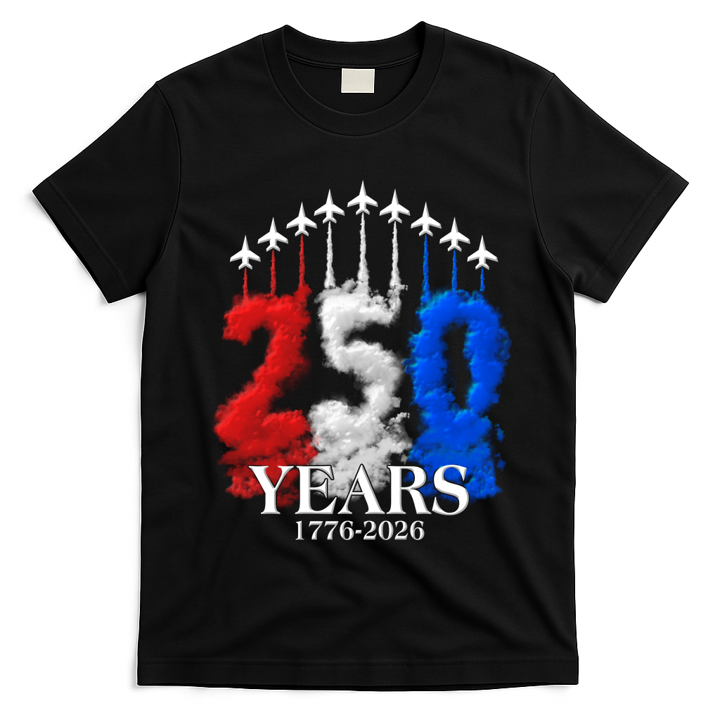 United States Semiquincentennial 250 Years 1776-2026 Fighter Jet Smoke T-Shirt
