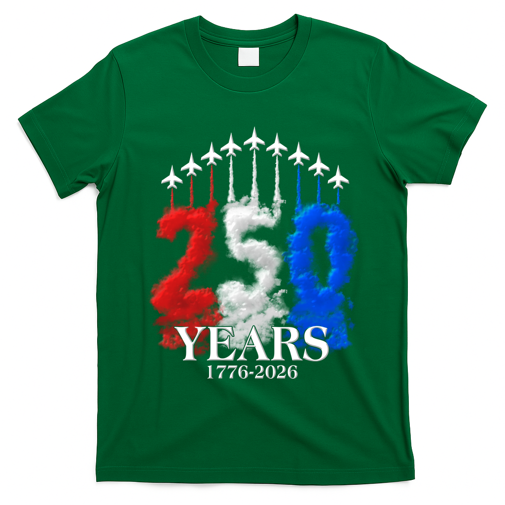 United States Semiquincentennial 250 Years 1776-2026 Fighter Jet Smoke T-Shirt