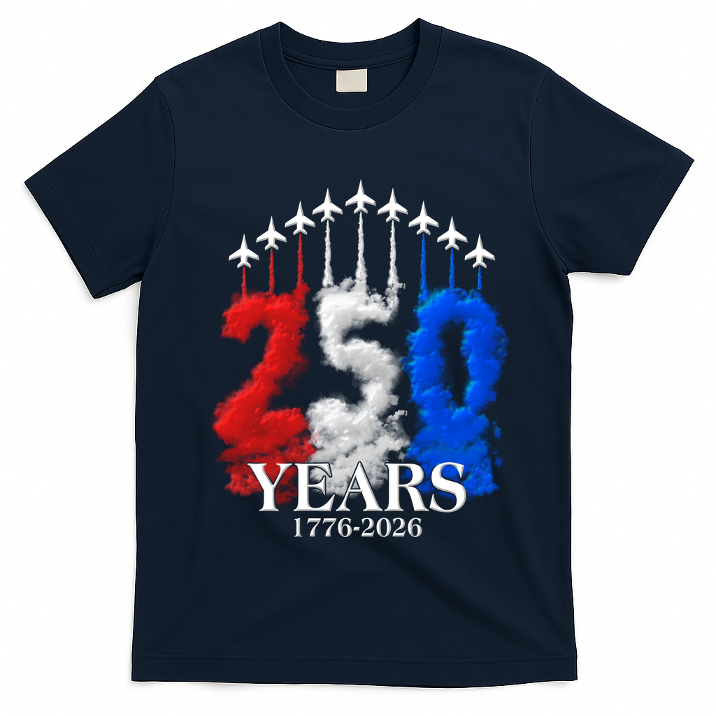 United States Semiquincentennial 250 Years 1776-2026 Fighter Jet Smoke T-Shirt