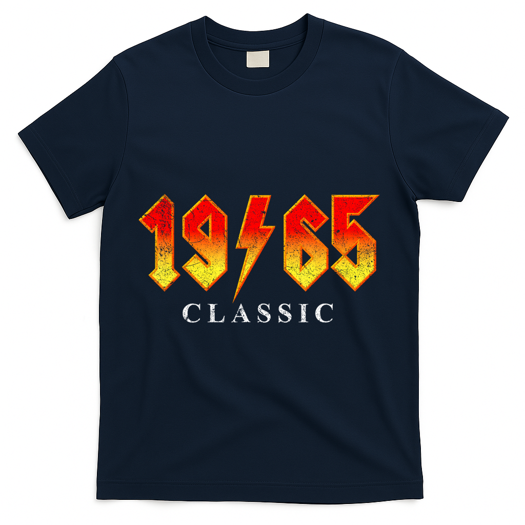 Vintage 1965 Classic Rock Birthday T-Shirt - Navy